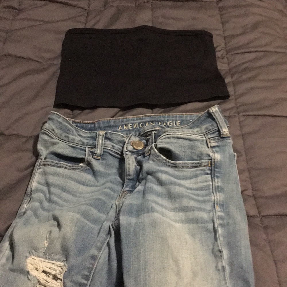 Small black cropped tube top